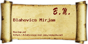 Blahovics Mirjam névjegykártya